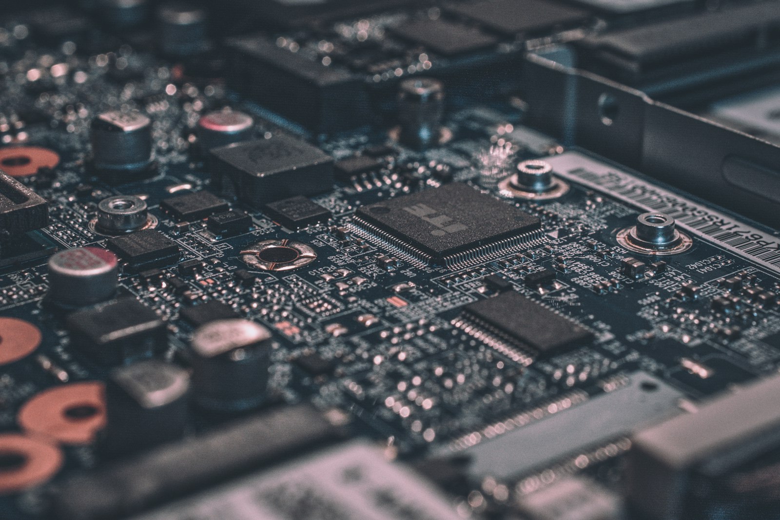 A macro view of a circuit board, the physical foundation of intelligent systems